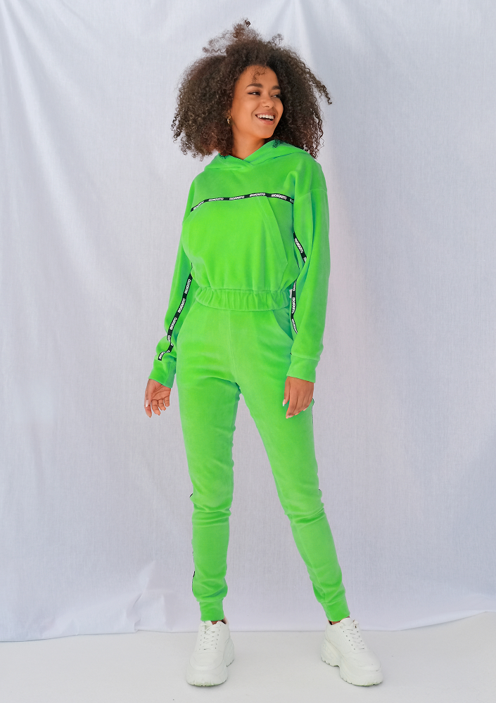 Bluza velvet z lampasami Neon limonka ILM
