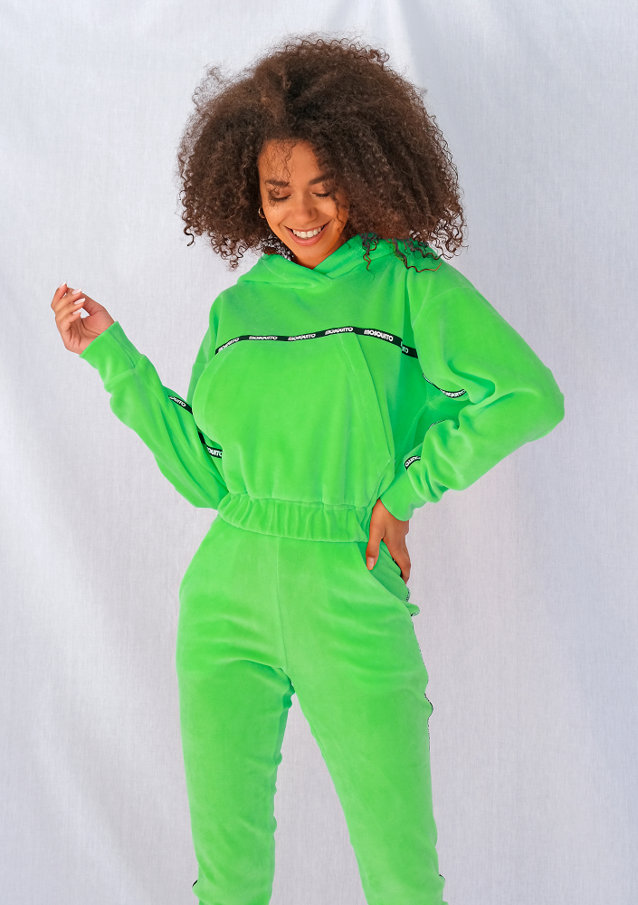 Bluza velvet z lampasami Neon limonka ILM