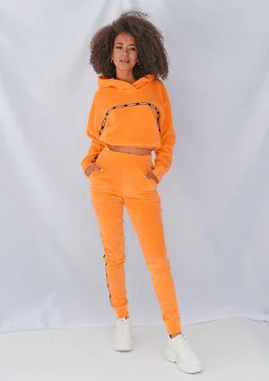 Spodnie velvet z lampasami Neon orange ILM