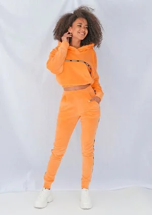 Spodnie velvet z lampasami Neon orange ILM