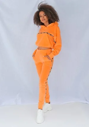 Spodnie velvet z lampasami Neon orange ILM