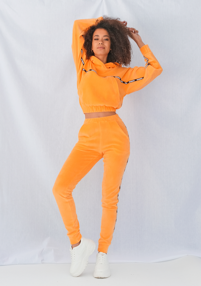 Spodnie velvet z lampasami Neon orange ILM
