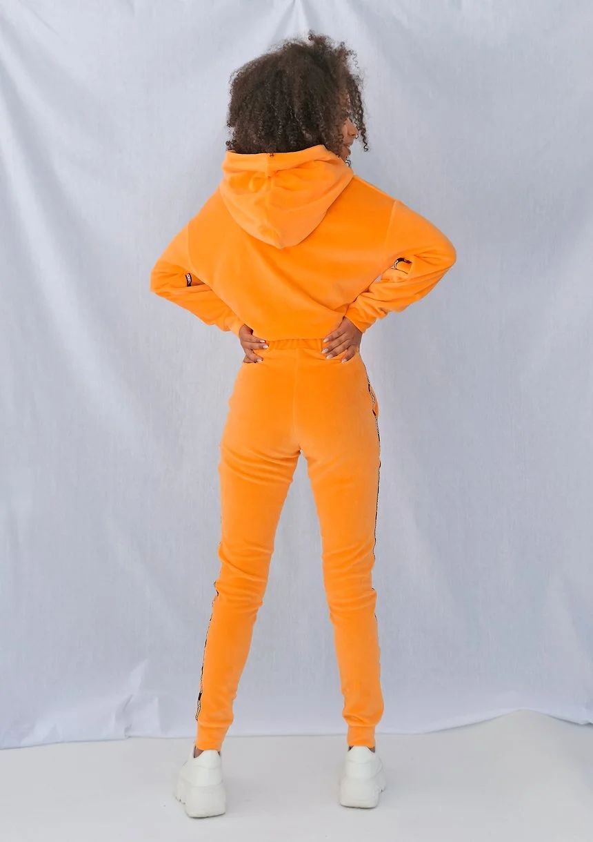Spodnie velvet z lampasami Neon orange ILM