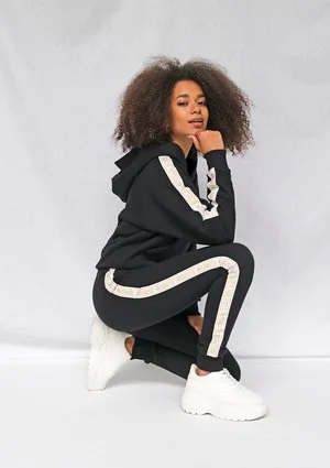 Bluza z żakardowym lampasem Gold logo czarna ILM