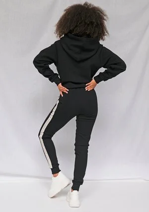 Bluza z żakardowym lampasem Gold logo czarna ILM