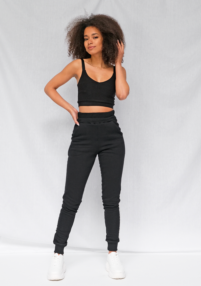 Spodnie z lampasem Gold logo czarne ILM