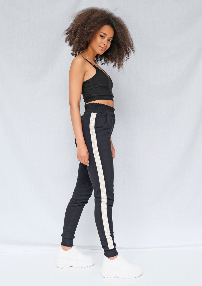 Spodnie z lampasem Gold logo czarne ILM