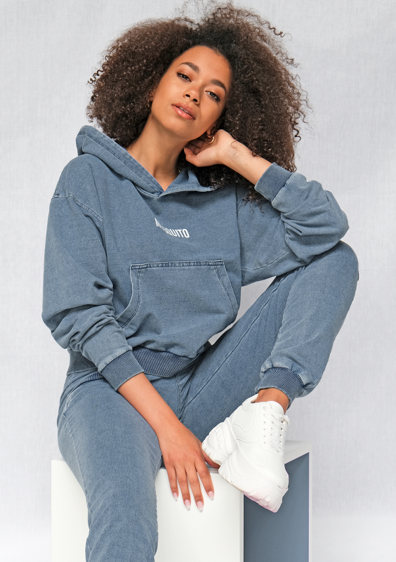 Bluza z kapturem z bawełny Denim ILM