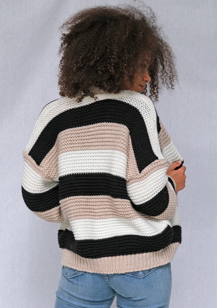 Kardigan w pasy Beżowy ILM