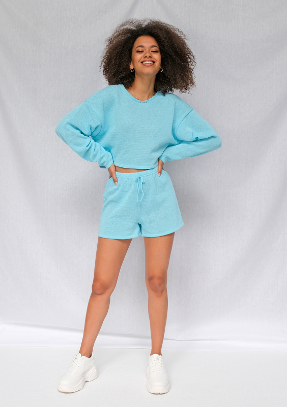 Sweter bawełniany o luźnym kroju Turkus ILM