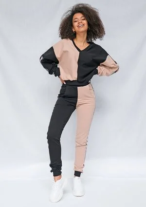 Bluza dresowa Latte z lampasami black ILM