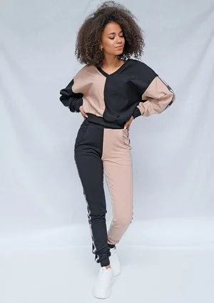 Bluza dresowa Latte z lampasami black ILM