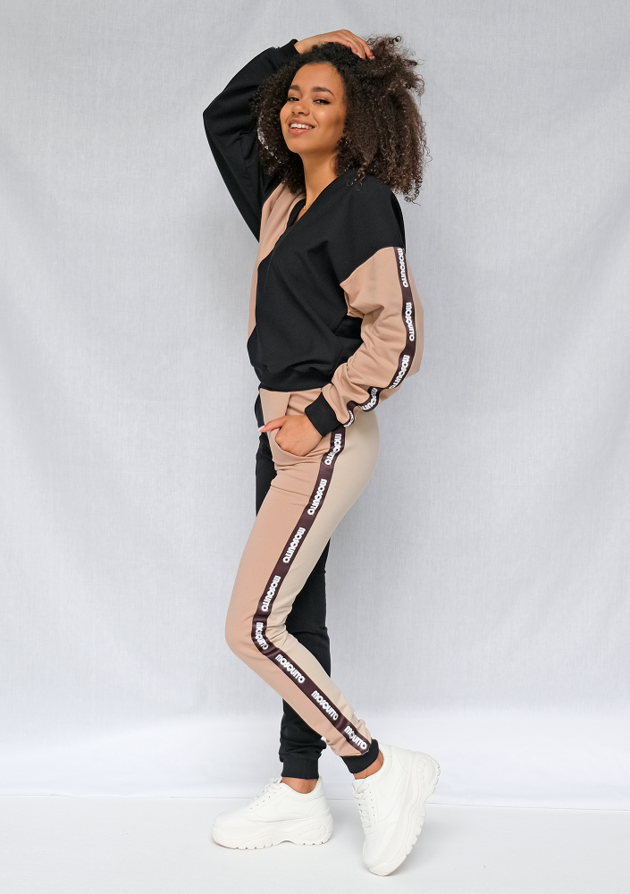 Bluza dresowa Latte z lampasami black ILM