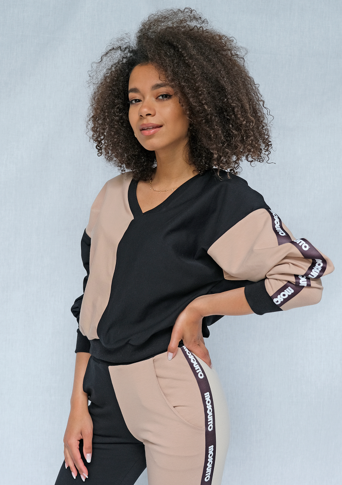 Bluza dresowa Latte z lampasami black ILM