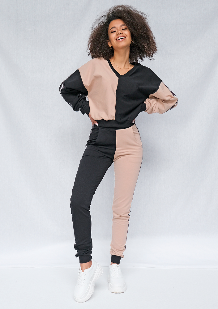 Spodnie dresowe Latte z lampasami black