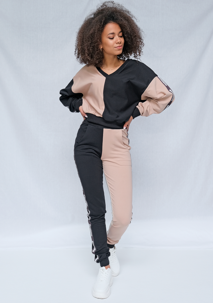 Spodnie dresowe Latte z lampasami black