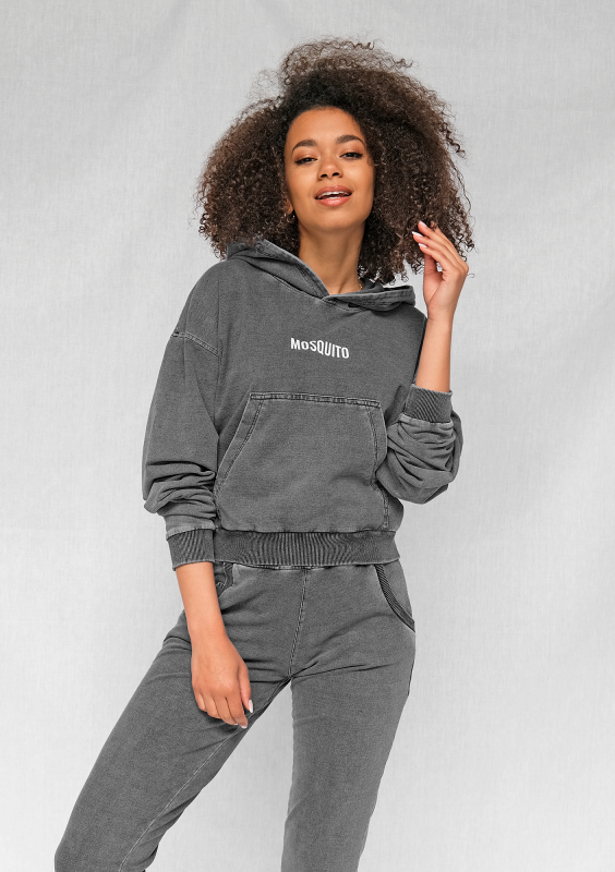 Bluza z kapturem z bawełny Black Denim ILM