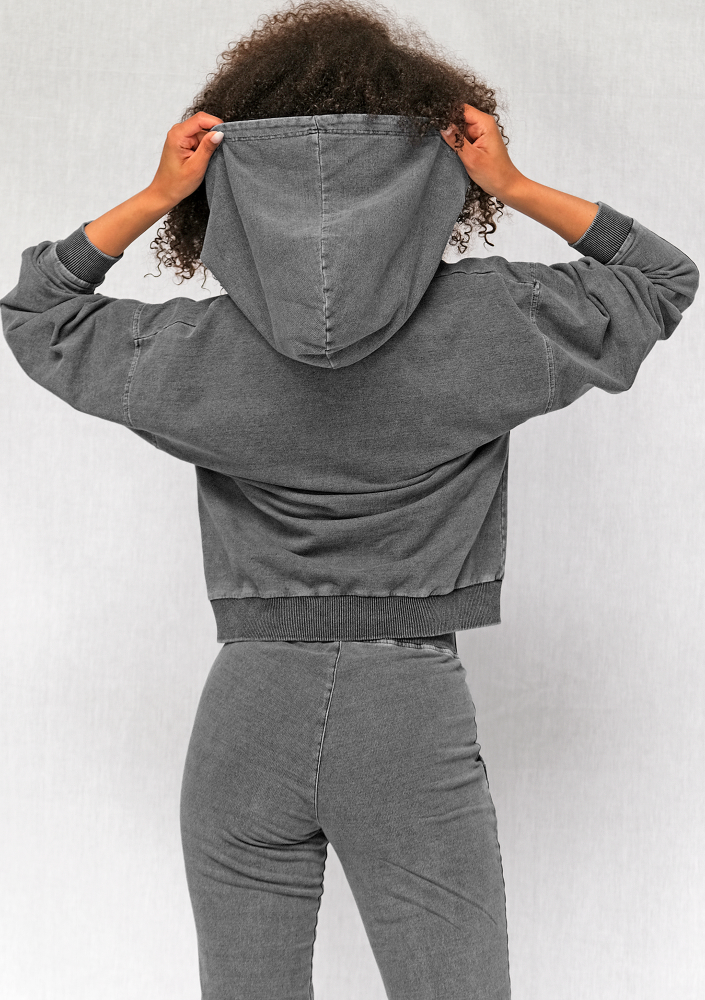 Bluza z kapturem z bawełny Black Denim ILM