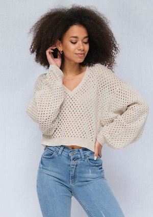 Ażurowy sweter z bawełny o luźnym kroju ILM