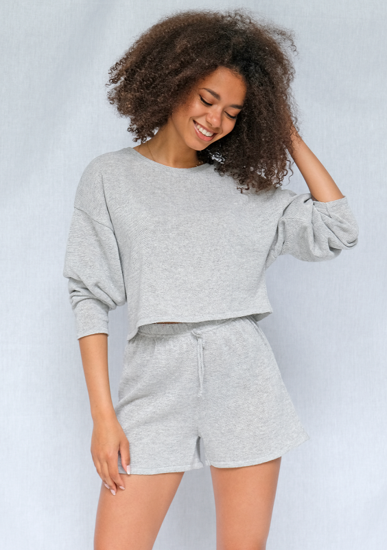 Sweter bawełniany o luźnym kroju Szary ILM