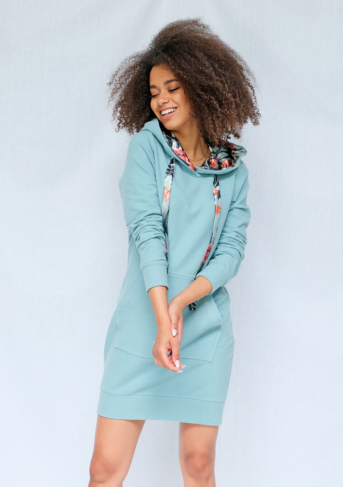 Bluzo sukienka z kapturem exotic leaves