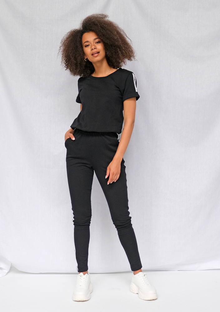 Kombinezon z bawełny logo stripe Czarny