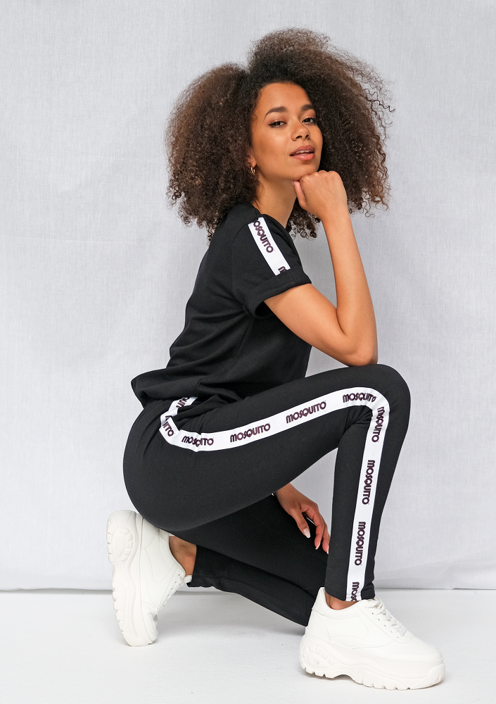 Kombinezon z bawełny logo stripe Czarny