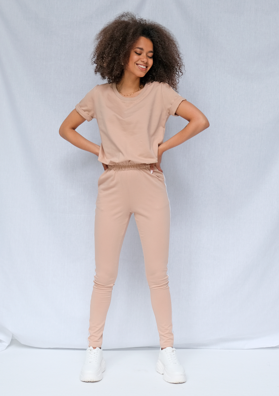 Kombinezon z Bawełny logo stripe Beżowy ILM