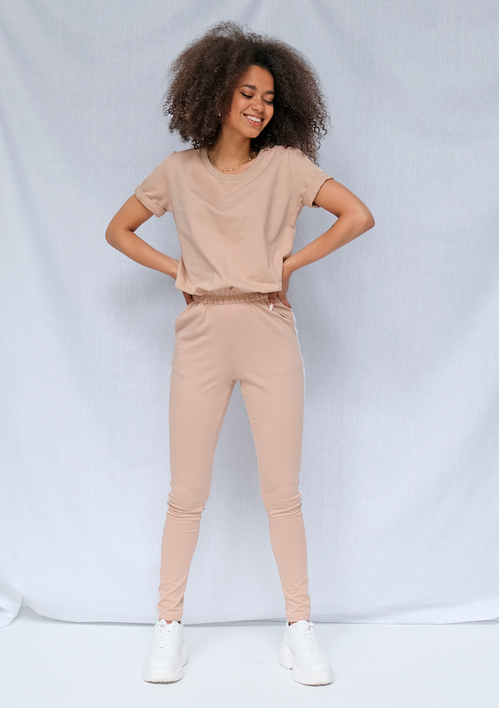 Kombinezon z Bawełny logo stripe Beżowy ILM