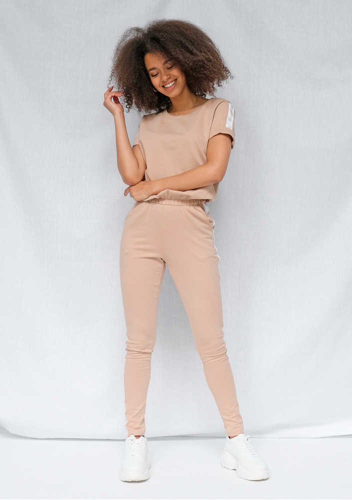 Kombinezon z Bawełny logo stripe Beżowy ILM