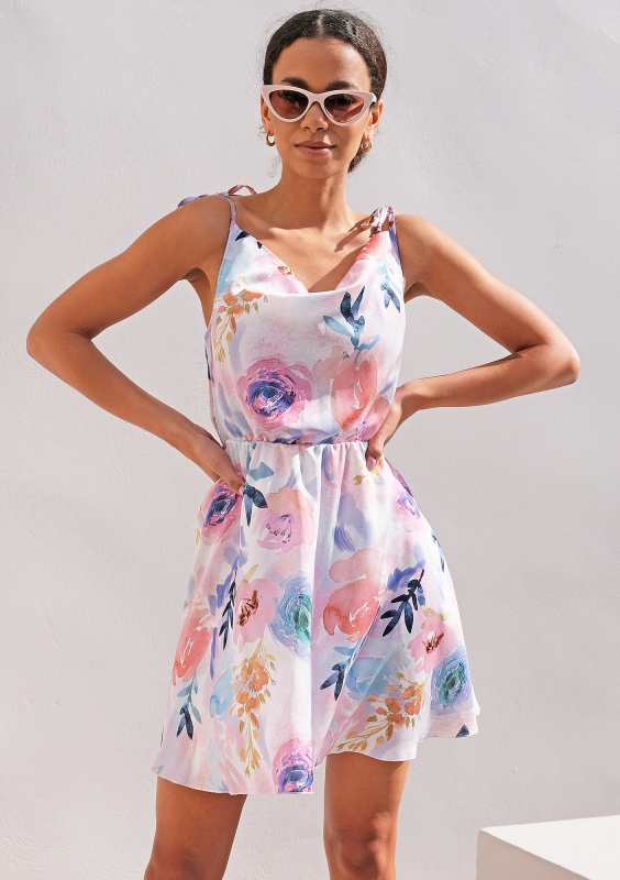 Sukienka mini satin flowers