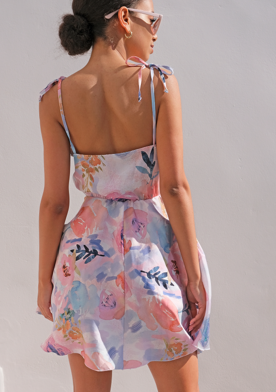 Sukienka mini satin flowers