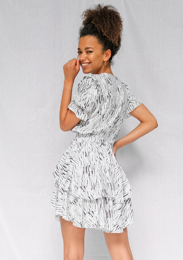 Kopertowa sukienka z wiskozy Print Beige