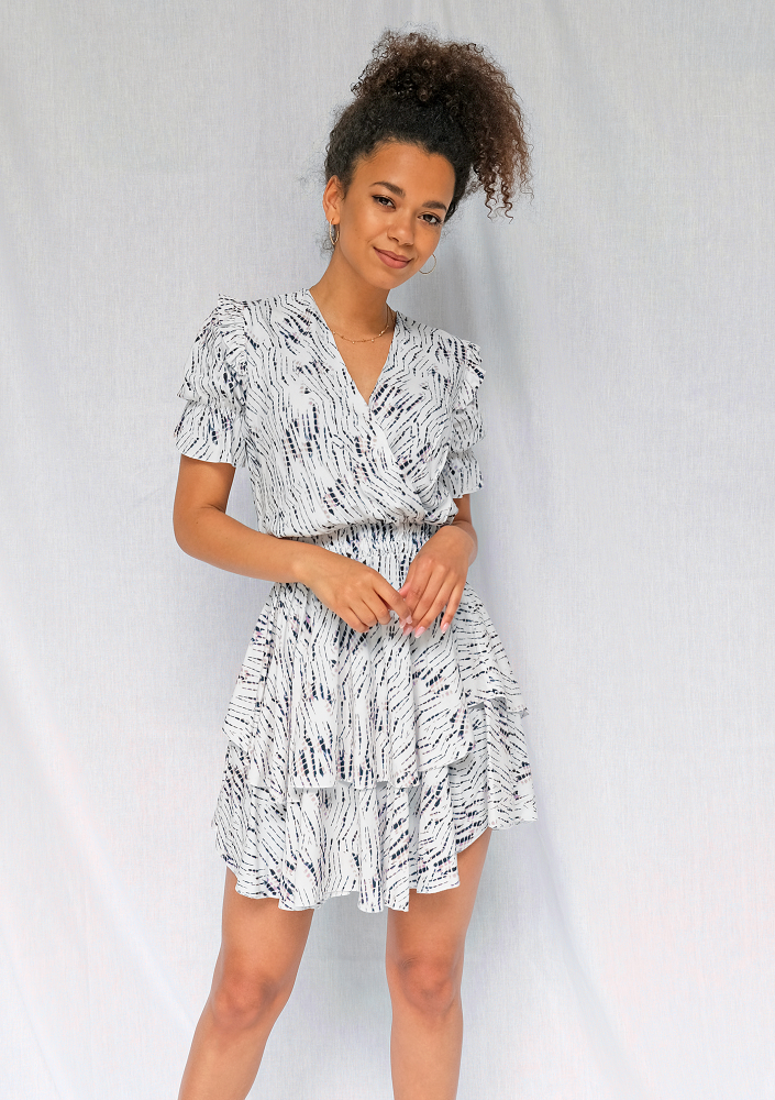 Kopertowa sukienka z wiskozy Print Beige