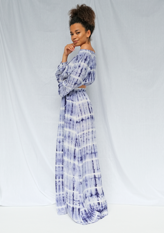 Komplet ze spódnicą maxi Diy Print Granatowy