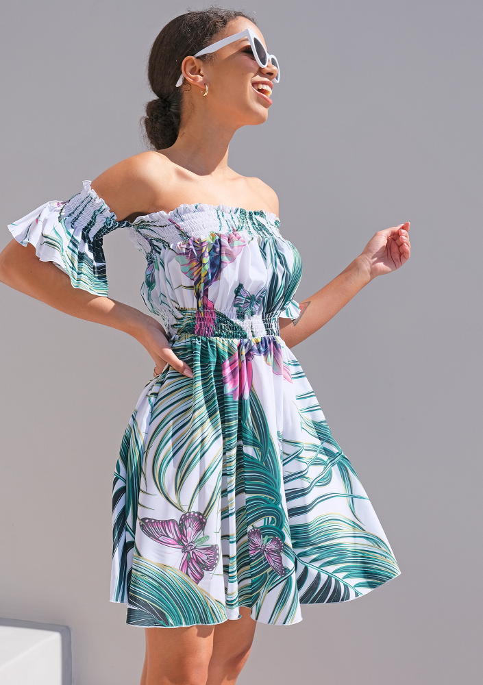 Mini sukienka liście palmy
