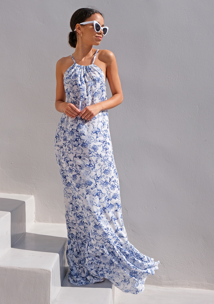 Sukienka maxi z falbaną Santorini