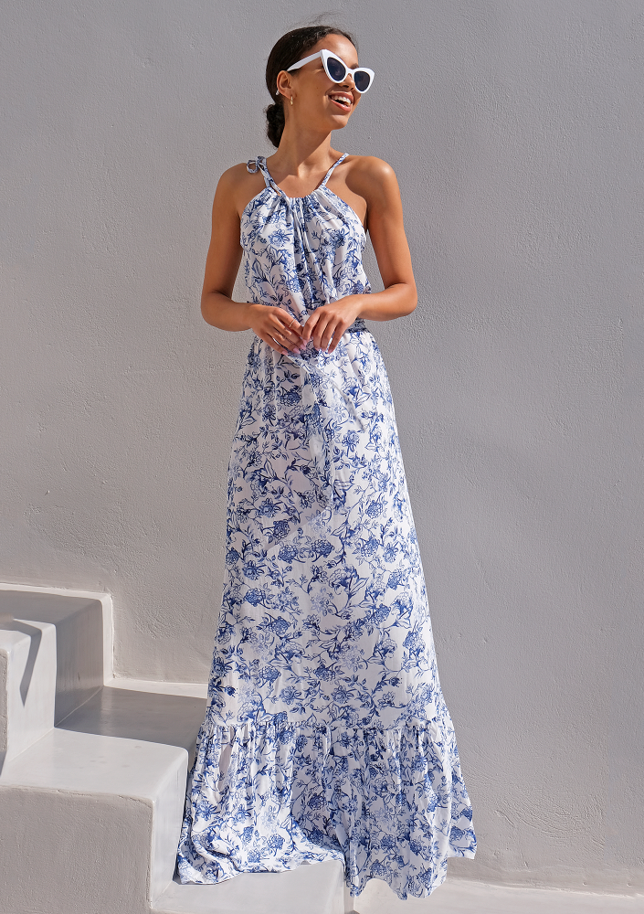 Sukienka maxi z falbaną Santorini