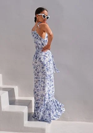 Sukienka maxi z falbaną Santorini