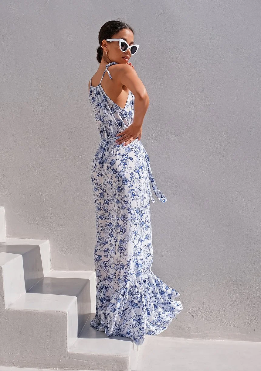 Sukienka maxi z falbaną Santorini