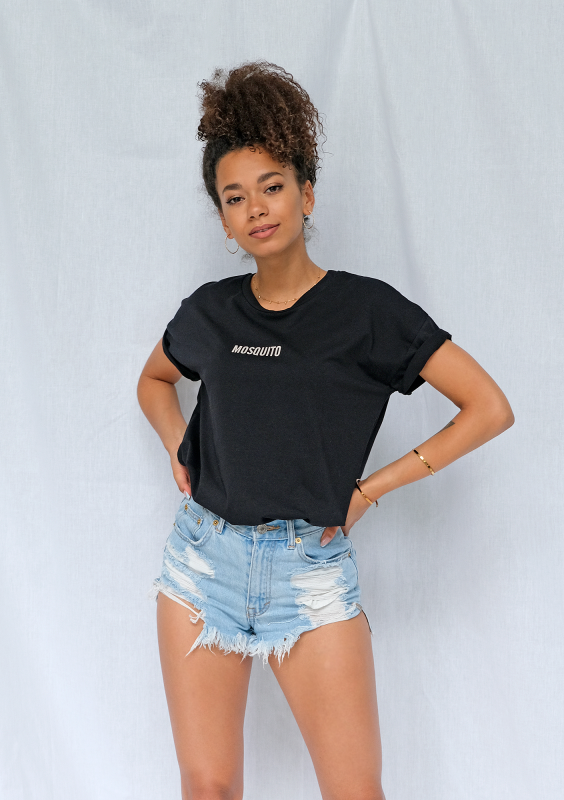 T-shirt basic z " White logo 2" Czarny ILM