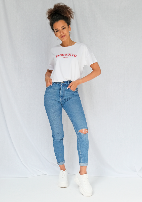 T-shirt basic " Red Mosquito" Biały ILM