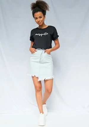 T-shirt basic handwriting logo Czarny ILM