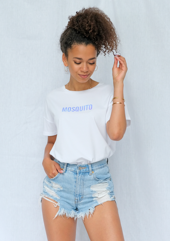 T-shirt basic hologram Logo biały