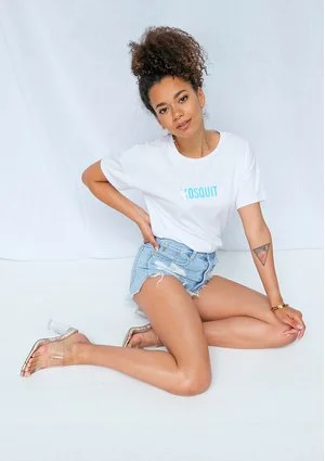 T-shirt basic hologram Logo biały