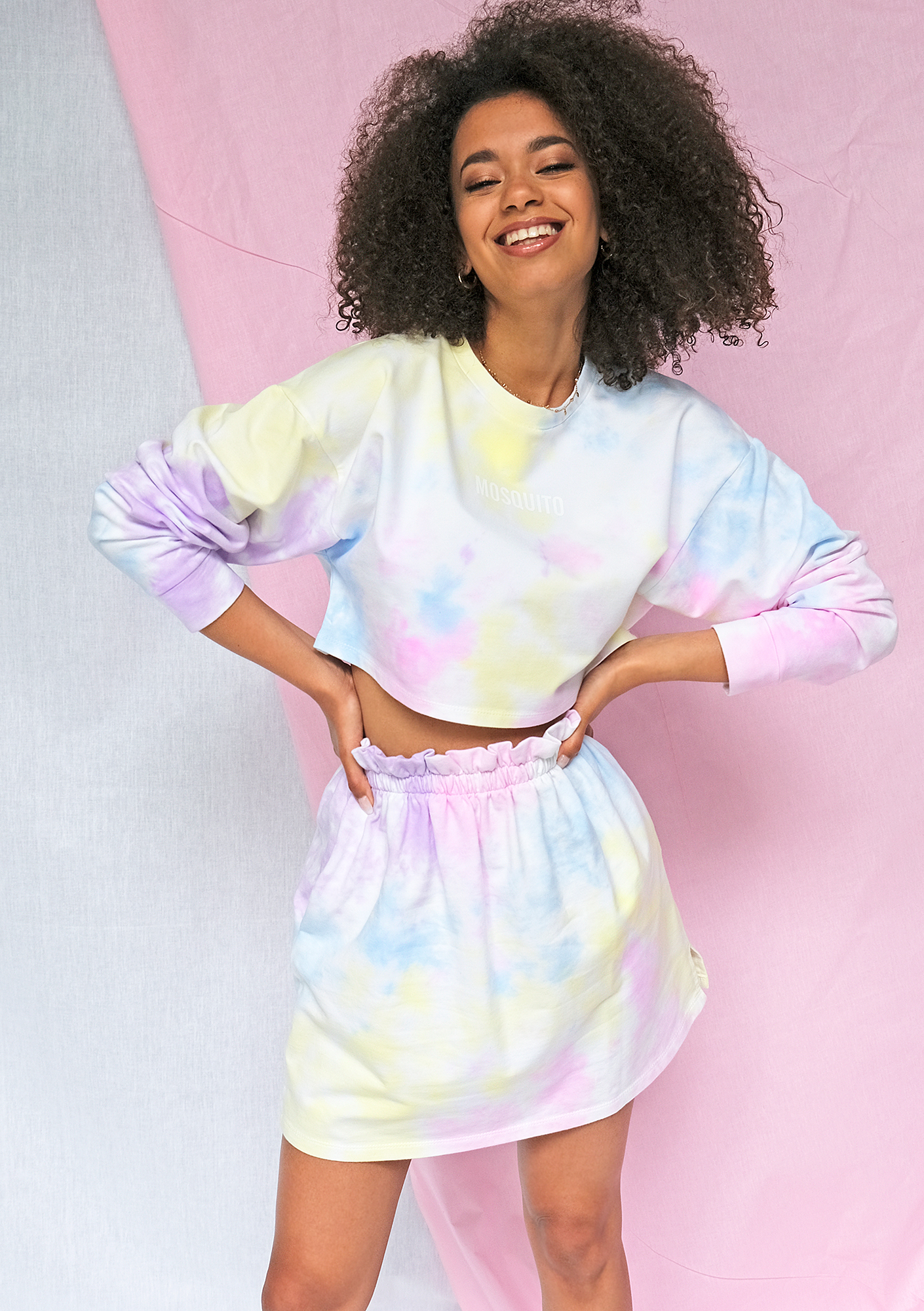 MOSQUITO Bluza cropped ręcznie barwiona metodą Tie Dye pastel ILM XS;S;M;L