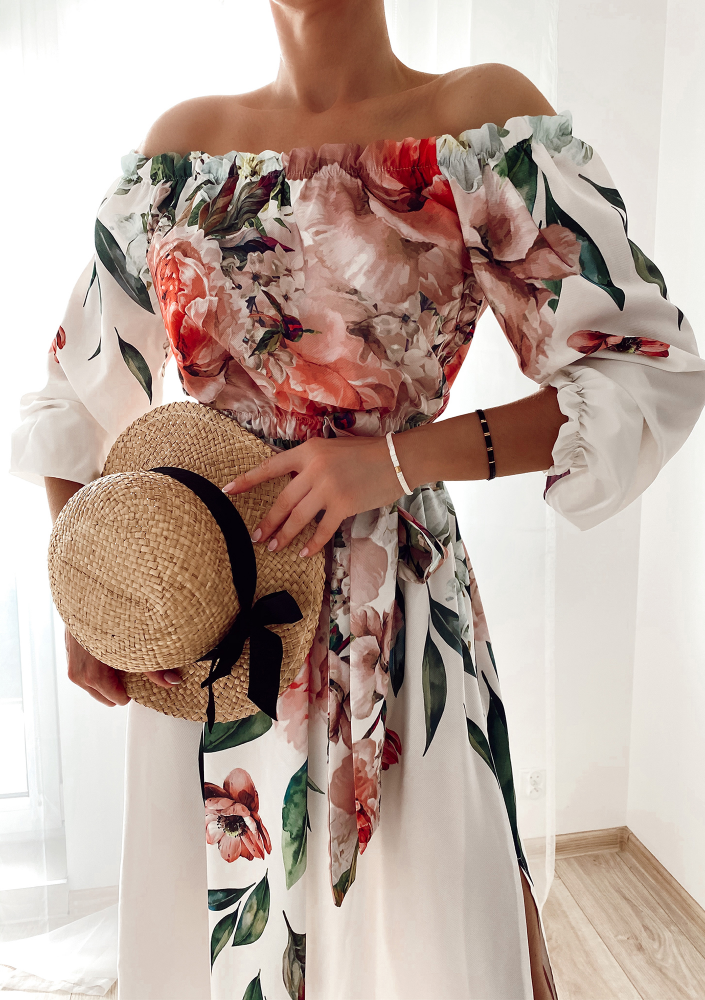 Sukienki maxi z kwiatowym borderem