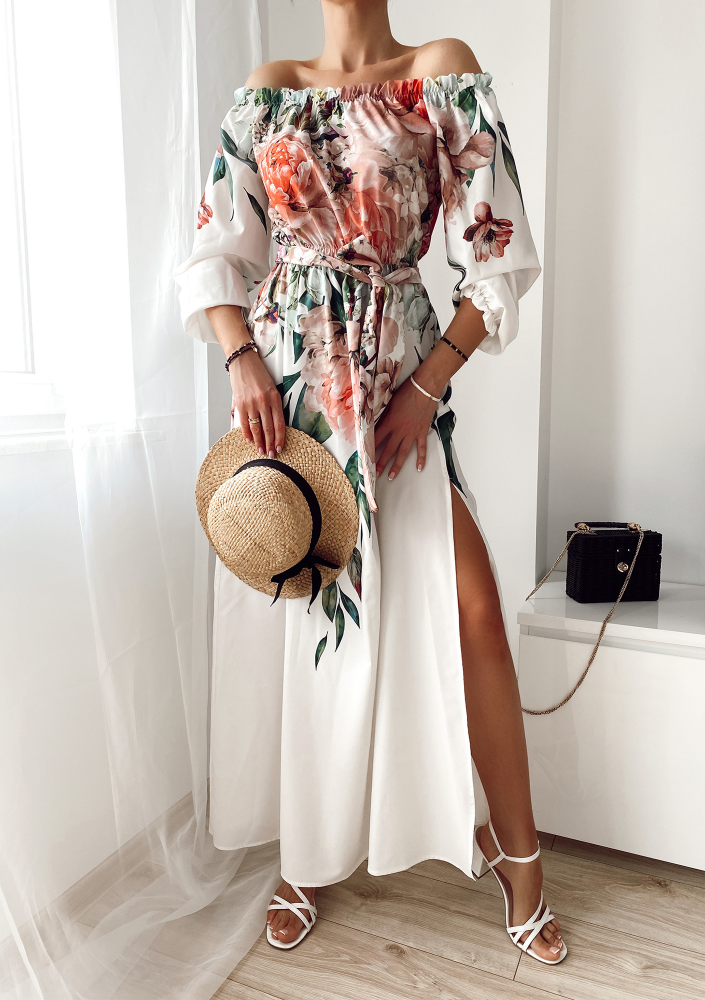 Sukienki maxi z kwiatowym borderem