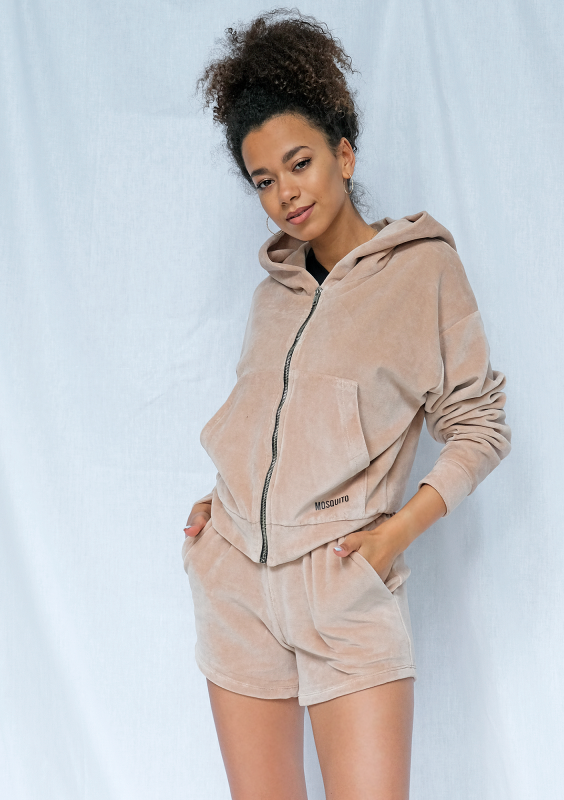 Szorty z weluru beżowe ILM