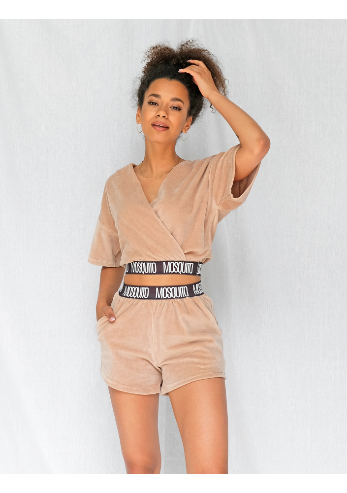 Kopertowa bluza z weluru beżowa